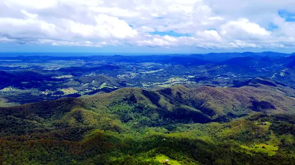 Springbrook Ulusal Parkı, Queensland, Avustralya 'dan, Yağmur Ormanları' nın En İyisi 'nin hava görüntüsü. Göz kamaştırıcı manzaralar, güzel ağaçlar yağmur ormanlarında kısa bir yürüyüş.