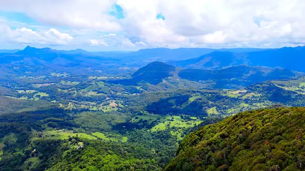 Springbrook Ulusal Parkı, Queensland, Avustralya 'dan, Yağmur Ormanları' nın En İyisi 'nin hava görüntüsü. Göz kamaştırıcı manzaralar, güzel ağaçlar yağmur ormanlarında kısa bir yürüyüş.
