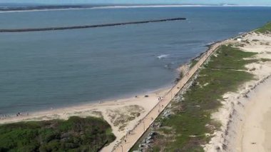 Newcastle NSW Avustralya Tarihsel Kıyı Nobbys Deniz feneri Etrafı Sahne Sahilleri ve Okyanus manzaralarıyla çevrili