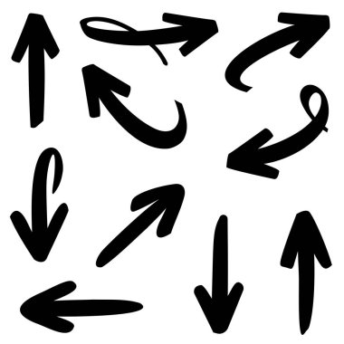 İş planı, sunum ve eğitim için el çizimi oklar, yön göstericiler, İşaret, Sembol, Vektör kümesi tasarımı