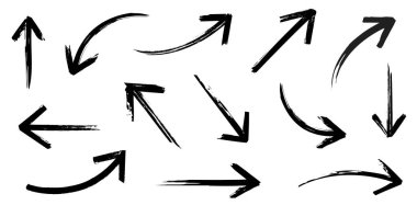 Grunge iş planı, sunum ve eğitim için eğik oklar. İmzala, Sembol, El çizilmiş ok koleksiyonu