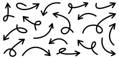 İş planı, sunum ve eğitim için hazırlanmış eğri oklar. İmzala, Sembol, El çizilmiş ok koleksiyonu