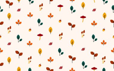 Sonbahar elementinin düz ve pürüzsüz deseni. Düşen yapraklar çizim yapıyor. Sonbahar deseni.