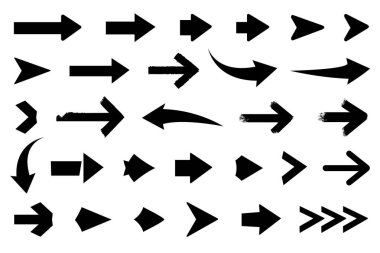 Siyah Vektör Okları Simgeleri Ayarlandı
