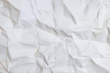 Buruşmuş kağıt veya kumaş dokusu arka plan tasarımından oluşan yaratıcı bir arka plan. Beyaz geri dönüştürülmüş kağıt poster dokusu arkaplanı.