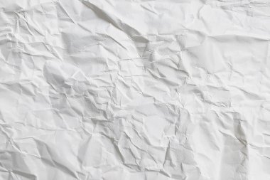 Buruşmuş kağıt veya kumaş dokusu arka plan tasarımından oluşan yaratıcı bir arka plan. Beyaz geri dönüştürülmüş kağıt poster dokusu arkaplanı.