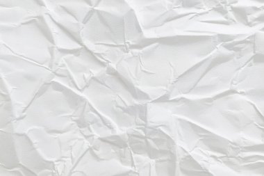 Buruşmuş kağıt veya kumaş dokusu arka plan tasarımından oluşan yaratıcı bir arka plan. Beyaz geri dönüştürülmüş kağıt poster dokusu arkaplanı.