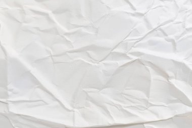 Buruşmuş kağıt veya kumaş dokusu arka plan tasarımından oluşan yaratıcı bir arka plan. Beyaz geri dönüştürülmüş kağıt poster dokusu arkaplanı.