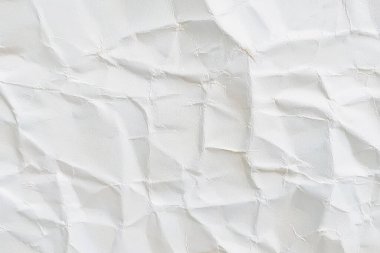 Buruşmuş kağıt veya kumaş dokusu arka plan tasarımından oluşan yaratıcı bir arka plan. Beyaz geri dönüştürülmüş kağıt poster dokusu arkaplanı.