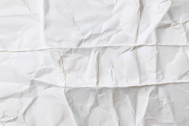 Buruşmuş kağıt veya kumaş dokusu arka plan tasarımından oluşan yaratıcı bir arka plan. Beyaz geri dönüştürülmüş kağıt poster dokusu arkaplanı.
