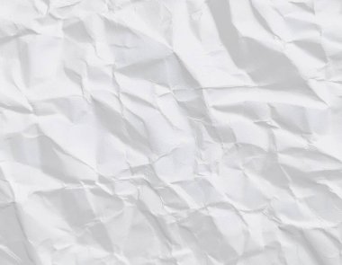 Buruşmuş kağıt veya kumaş dokusu arka plan tasarımından oluşan yaratıcı bir arka plan. Beyaz geri dönüştürülmüş kağıt poster dokusu arkaplanı.