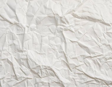 Buruşmuş kağıt veya kumaş dokusu arka plan tasarımından oluşan yaratıcı bir arka plan. Beyaz geri dönüştürülmüş kağıt poster dokusu arkaplanı.
