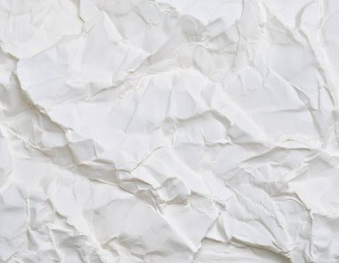 Buruşmuş kağıt veya kumaş dokusu arka plan tasarımından oluşan yaratıcı bir arka plan. Beyaz geri dönüştürülmüş kağıt poster dokusu arkaplanı.