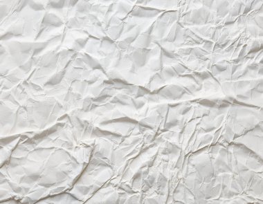 Buruşmuş kağıt veya kumaş dokusu arka plan tasarımından oluşan yaratıcı bir arka plan. Beyaz geri dönüştürülmüş kağıt poster dokusu arkaplanı.