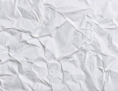 Buruşmuş kağıt veya kumaş dokusu arka plan tasarımından oluşan yaratıcı bir arka plan. Beyaz geri dönüştürülmüş kağıt poster dokusu arkaplanı.