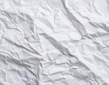 Buruşmuş kağıt veya kumaş dokusu arka plan tasarımından oluşan yaratıcı bir arka plan. Beyaz geri dönüştürülmüş kağıt poster dokusu arkaplanı.