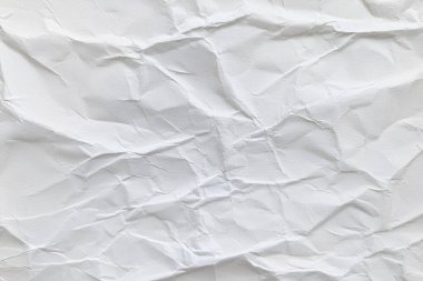 Buruşmuş kağıt veya kumaş dokusu arka plan tasarımından oluşan yaratıcı bir arka plan. Beyaz geri dönüştürülmüş kağıt poster dokusu arkaplanı.