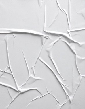 Beyaz katlanmış kağıt veya kumaş dokusu arka plan tasarımının yaratıcı arka planı. Beyaz katlanmış kağıt poster dokusu arkaplanı.