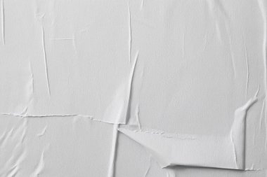 Beyaz katlanmış kağıt veya kumaş dokusu arka plan tasarımının yaratıcı arka planı. Beyaz katlanmış kağıt poster dokusu arkaplanı.