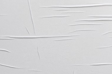 Beyaz katlanmış kağıt veya kumaş dokusu arka plan tasarımının yaratıcı arka planı. Beyaz katlanmış kağıt poster dokusu arkaplanı.