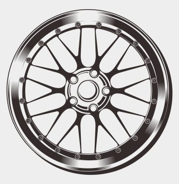 Beyaz araba tekerleği, VECTOR RIms BW Black and White EDITable İKON BAŞKANI 