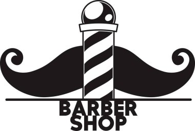 Vektör çizimi. Berber ve klasik berber dükkanının logosu. Eski tarz. Vektör. Düzenlenebilir berber logosu. Siyah beyaz, düzenlenebilir sanat eseri.