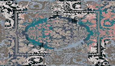 Halı ve Kumaş baskı dizaynı grunge ve sıkıntılı doku tekrarlama deseni 