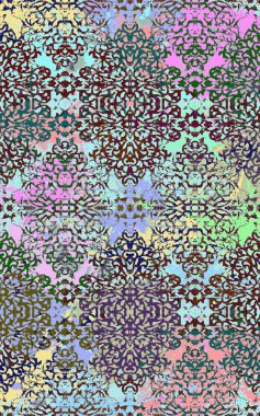 Yüksek çözünürlüklü sıkıntılı ve grunge desenli modern Boho tarzı halı tasarımı çizimi