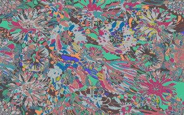 Yüksek çözünürlüklü sıkıntılı ve grunge desenli modern Boho tarzı halı tasarımı çizimi