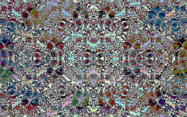 Yüksek çözünürlüklü sıkıntılı ve grunge desenli modern Boho tarzı halı tasarımı çizimi