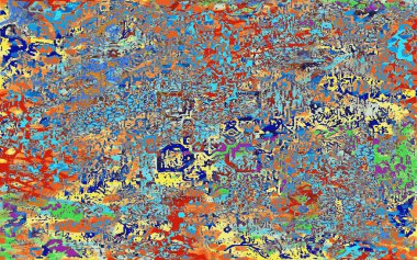 Yüksek çözünürlüklü sıkıntılı ve grunge desenli modern Boho tarzı halı tasarımı çizimi