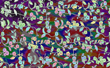 Yüksek çözünürlüklü sıkıntılı ve grunge desenli modern Boho tarzı halı tasarımı çizimi