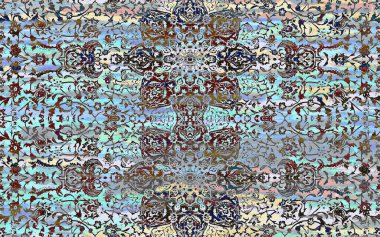 Yüksek çözünürlüklü sıkıntılı ve grunge desenli modern Boho tarzı halı tasarımı çizimi
