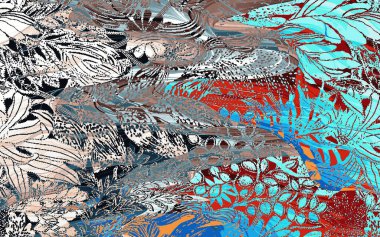 Yüksek çözünürlüklü sıkıntılı ve grunge desenli modern Boho tarzı halı tasarımı çizimi