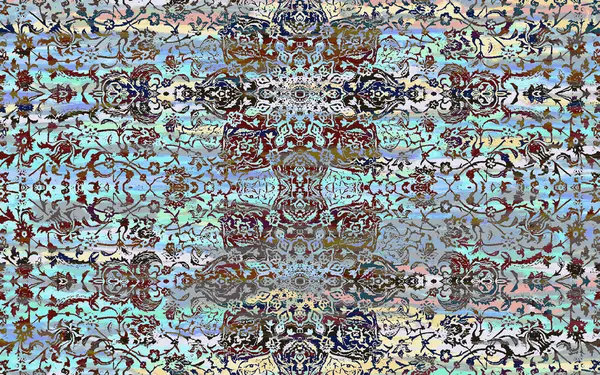 Yüksek çözünürlüklü sıkıntılı ve grunge desenli modern Boho tarzı halı tasarımı çizimi