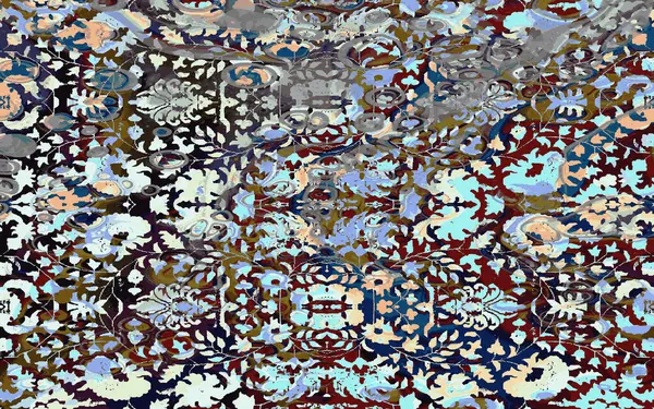 Yüksek çözünürlüklü sıkıntılı ve grunge desenli modern Boho tarzı halı tasarımı çizimi