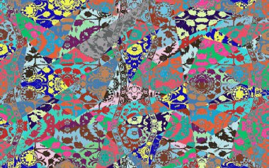 Yüksek çözünürlüklü sıkıntılı ve grunge desenli modern Boho tarzı halı tasarımı çizimi