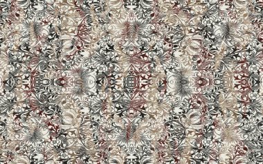 Yüksek çözünürlüklü sıkıntılı ve grunge desenli modern Boho trend stili halı tasarımı çizimi