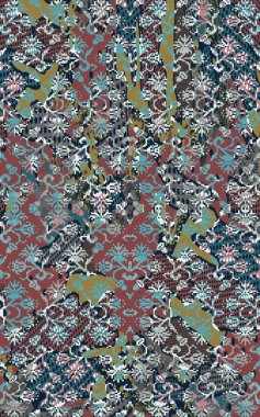 Yüksek çözünürlüklü sıkıntılı ve grunge desenli modern Boho trend stili halı tasarımı çizimi