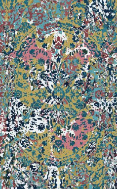 Yüksek çözünürlüklü sıkıntılı ve grunge desenli modern Boho trend stili halı tasarımı çizimi