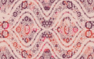 Yüksek çözünürlüklü sıkıntılı ve grunge desenli modern Boho trend stili halı tasarımı çizimi