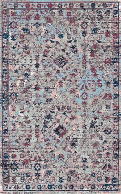 Yüksek çözünürlüklü sıkıntılı ve grunge desenli modern Boho trend stili halı tasarımı çizimi