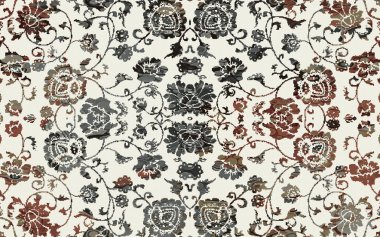 Yüksek çözünürlüklü sıkıntılı ve grunge desenli modern Boho trend stili halı tasarımı çizimi