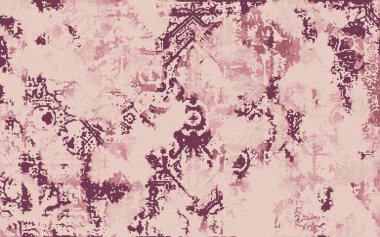 Yüksek çözünürlüklü sıkıntılı ve grunge desenli modern Boho trend stili halı tasarımı çizimi