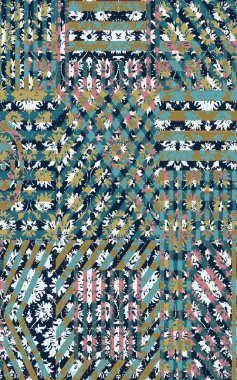 Yüksek çözünürlüklü sıkıntılı ve grunge desenli modern Boho trend stili halı tasarımı çizimi