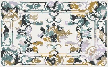 Yüksek çözünürlüklü sıkıntılı ve grunge desenli modern Boho trend stili halı tasarımı çizimi