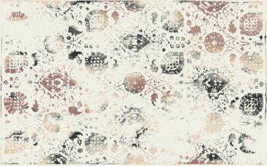 Yüksek çözünürlüklü sıkıntılı ve grunge desenli modern Boho trend stili halı tasarımı çizimi