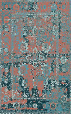 Yüksek çözünürlüklü sıkıntılı ve grunge desenli modern Boho trend stili halı tasarımı çizimi