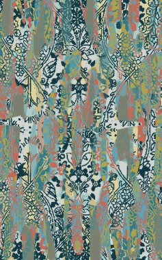 Yüksek çözünürlüklü sıkıntılı ve grunge desenli modern Boho trend stili halı tasarımı çizimi