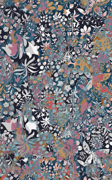 Yüksek çözünürlüklü sıkıntılı ve grunge desenli modern Boho trend stili halı tasarımı çizimi